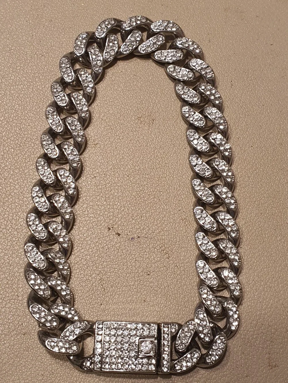 10/$20 Silver Rhinestone Stainless Steel Men's Bracelet